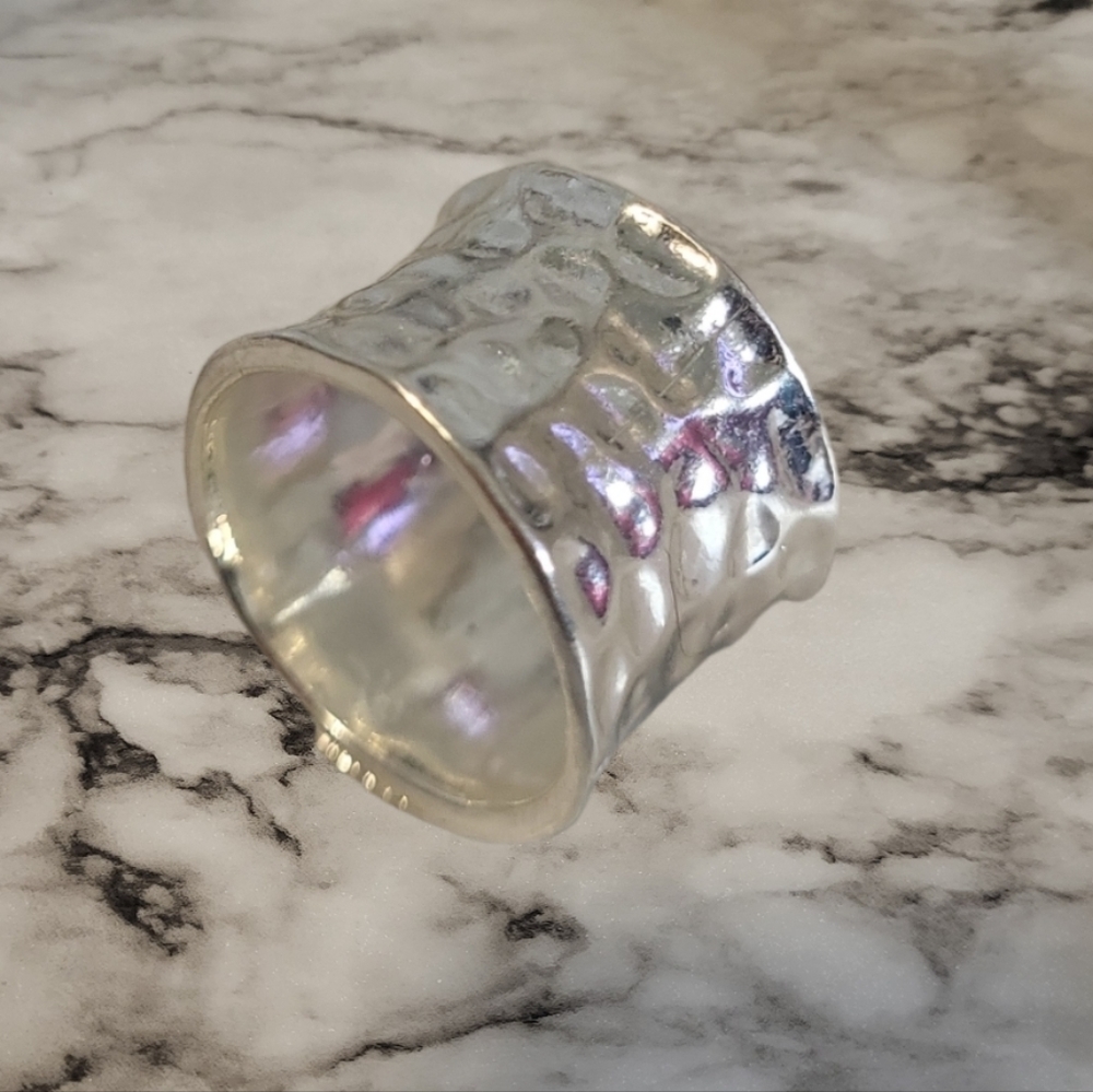 Fashion Shaped Alloy Hand Hammered Chunky Rings for Women Size 7 - Picture 9 of 15